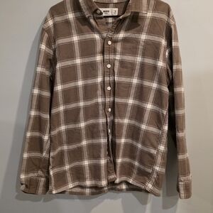 Hollister Men's Casual Brown Plaid Shirt
